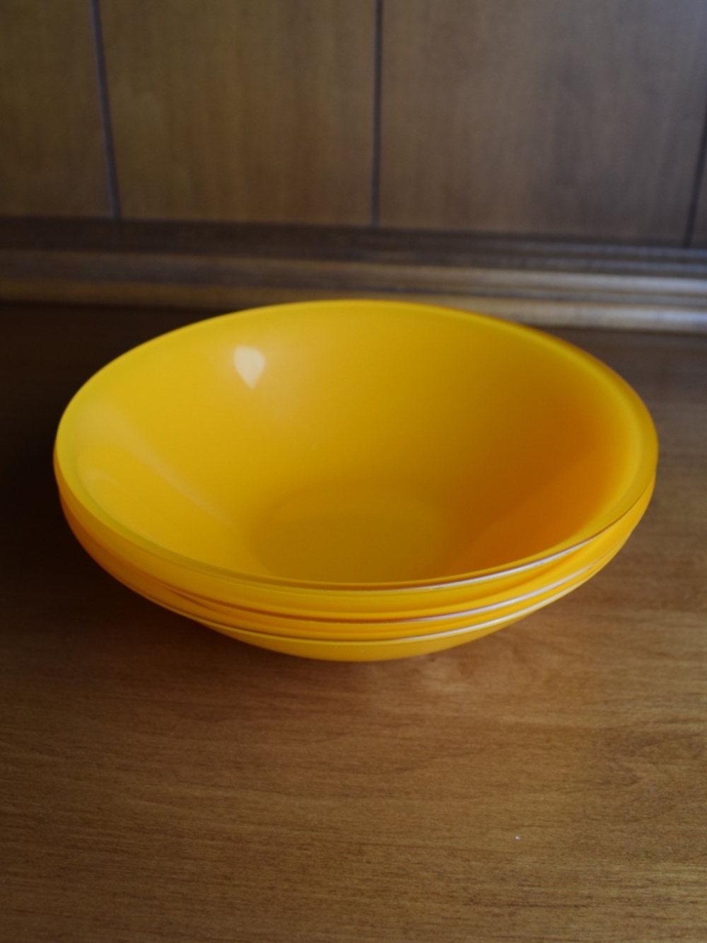 Vintage Arc France Orange Glass Bowls MCM set of 3